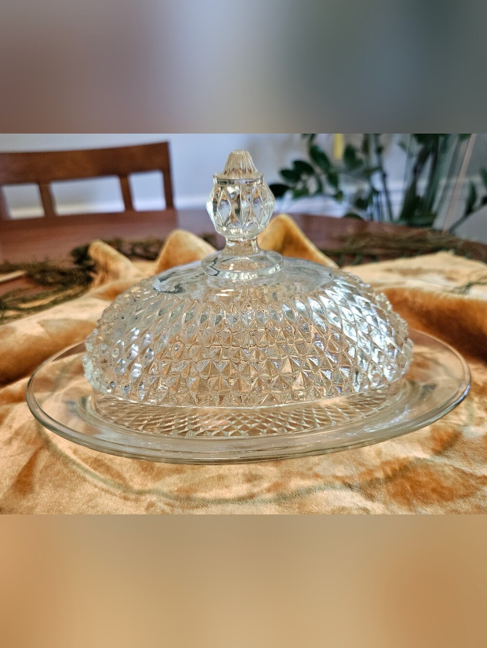 Indiana Glass Diamond Point Butter Dish